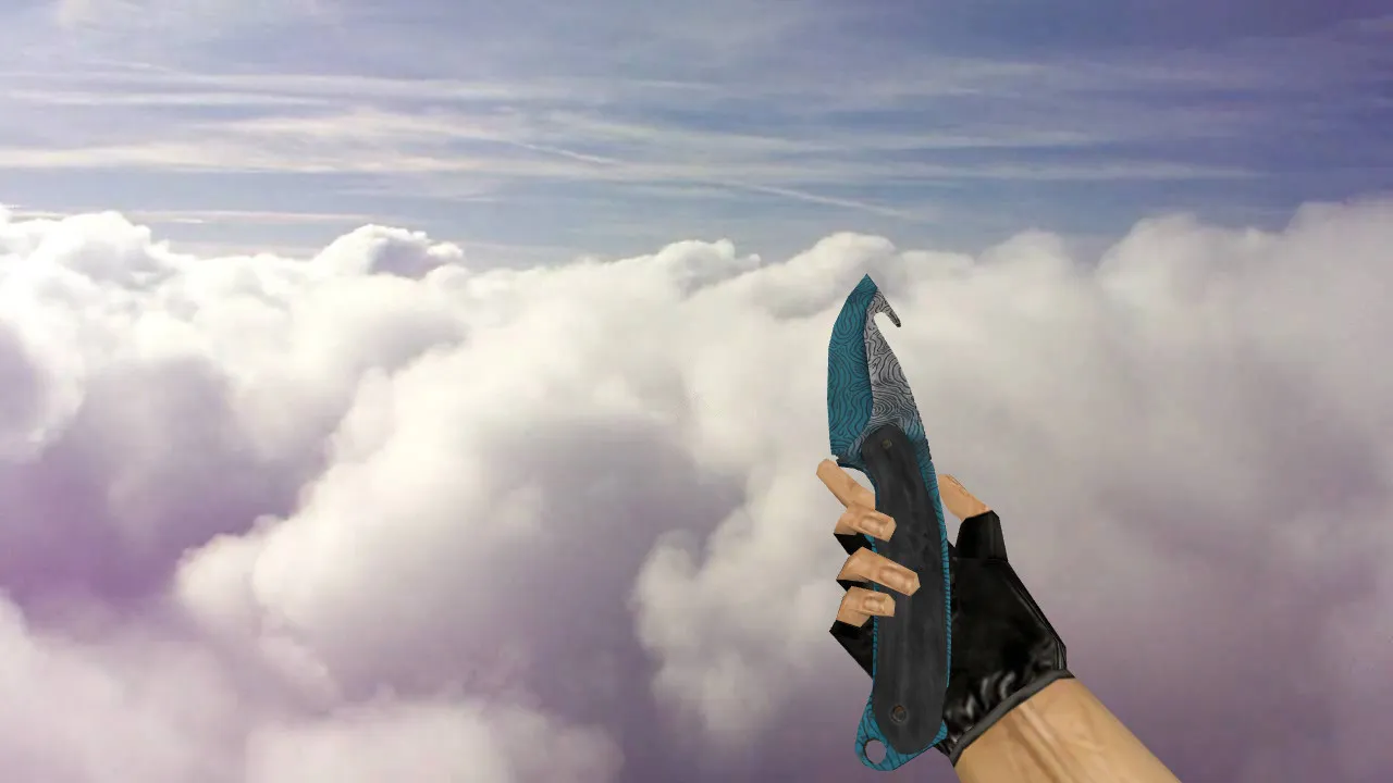 Скриншот Модель ножа Gut Knife Bark Beetle Blue для CS 1.6: v_model, p_model, w_model, звуки и анимация осмотра