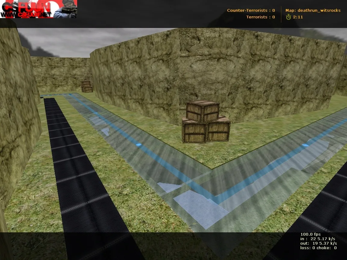 Скриншот  deathrun_witsrocks для CS 1.6: карта Deathrun, точки заразы и тайминги, .nav для ботов, оптимизация