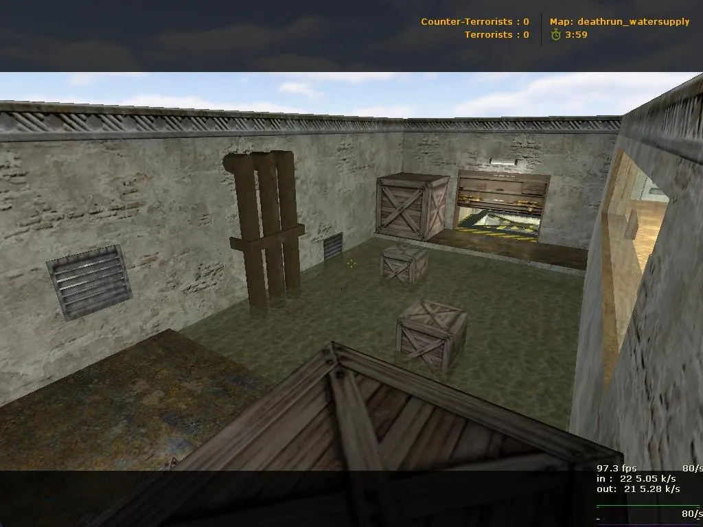 Скриншот  deathrun_watersupply — карта для CS 1.6: тайминги, ловушки, баланс сторон и .nav для ботов