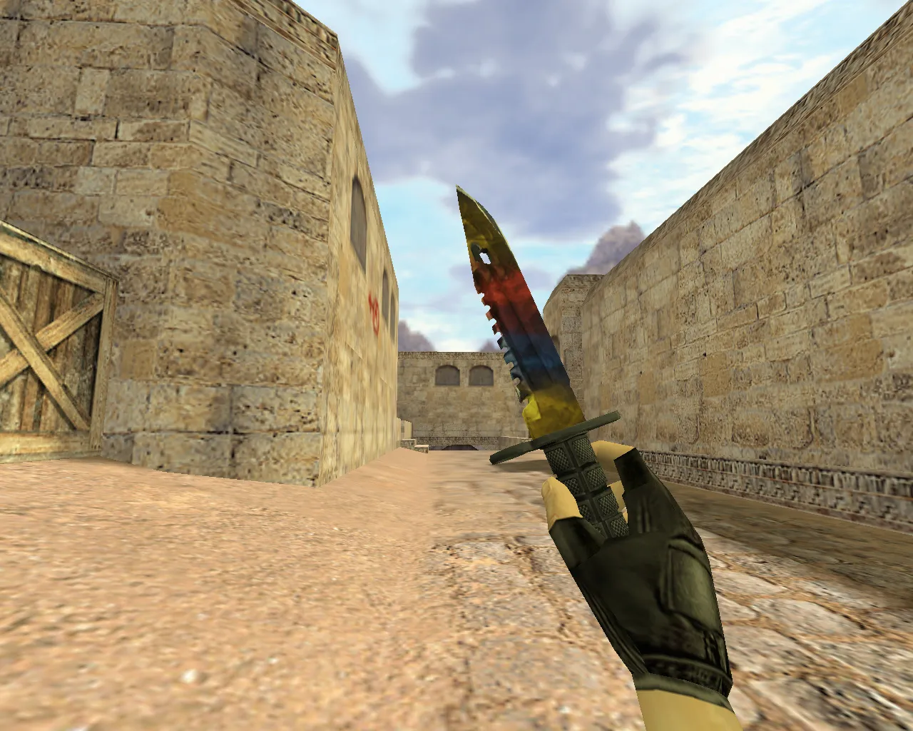 Скриншот v_ и p_ модель ножа «Штык-нож M9 Мраморный Градиент» для CS 1.6: звуки, анимация осмотра, качество текстур