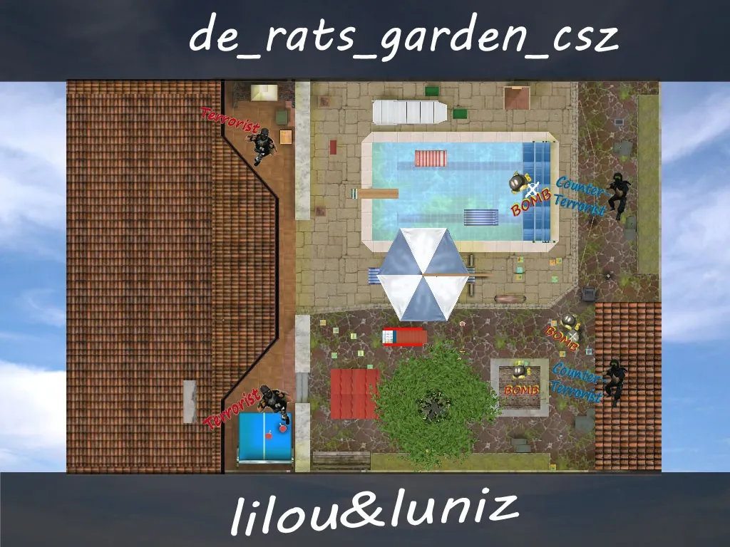 Скриншот  Карта de_rats_garden_csz для CS 1.6 - Тактические возможности и особенности