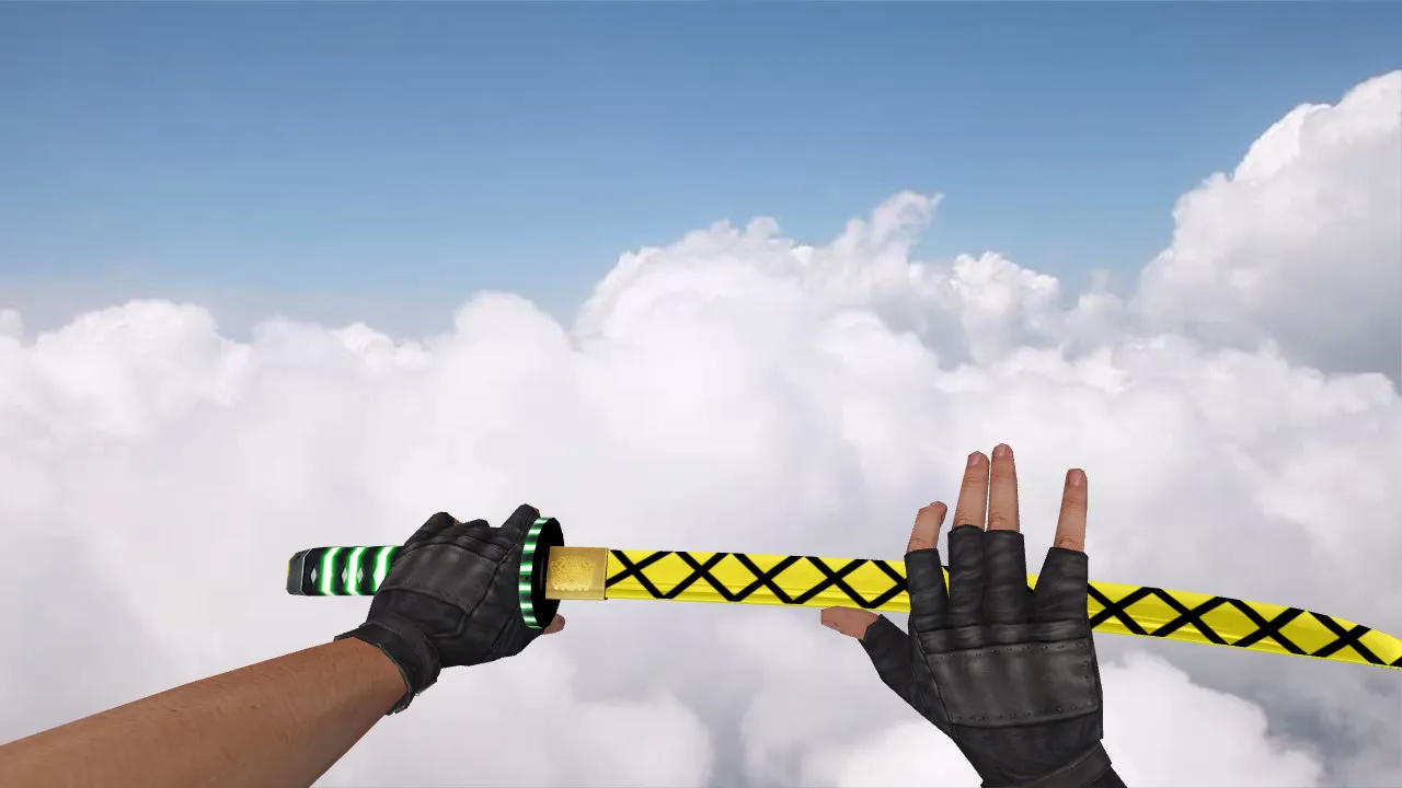 Скриншот Модель ножа «Katana Gold» v_ для CS 1.6: анимация осмотра, звуки и качество текстур