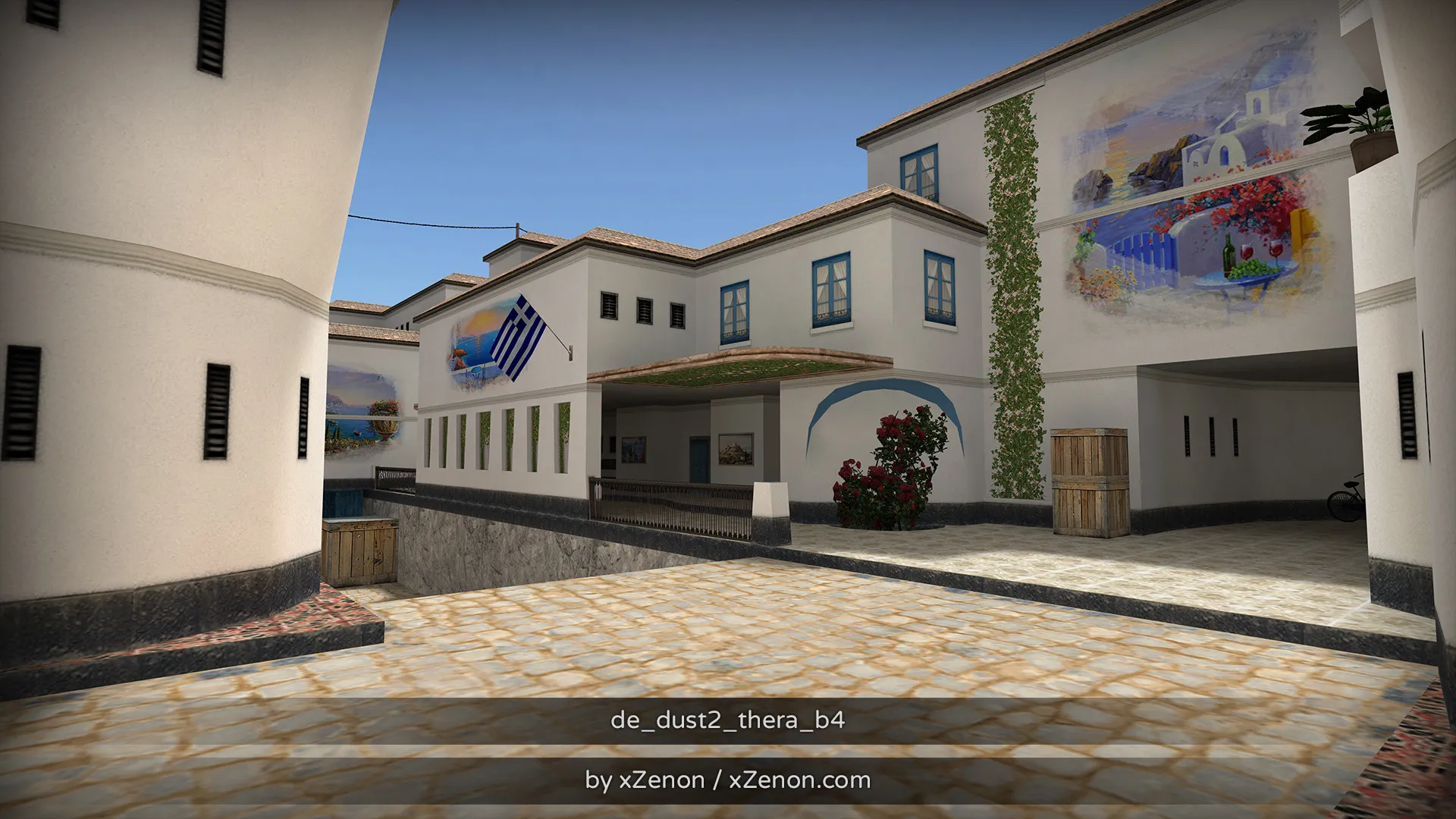 Скриншот  Карта de_dust2_thera_b3 для CS 1.6: тактика за CT и T, точки, маршруты, боты (.nav), оптимизация