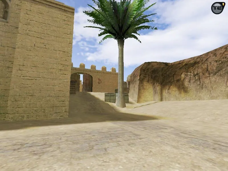 Скриншот css_dust2_source: DE карта для CS 1.6, точки, .nav для ботов, оптимизация wpoly/epoly и баланс сторон