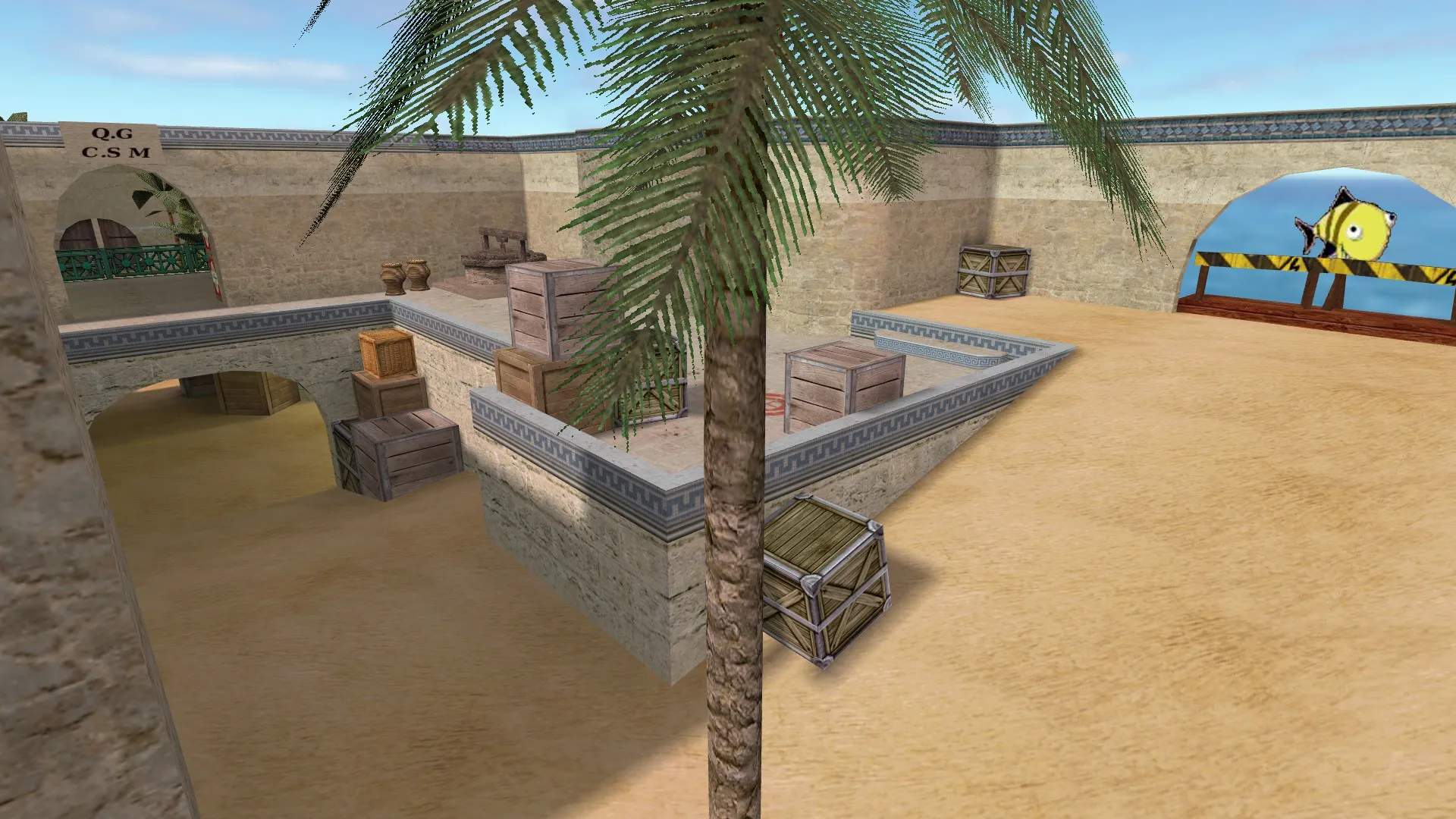 Скриншот  Карта de_dust2_suncsm для CS 1.6: баланс сторон, точки, .nav для ботов и оптимизация