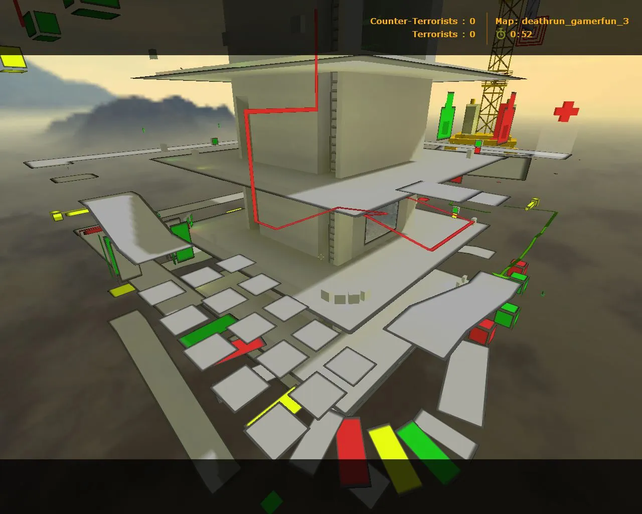 Скриншот  deathrun_gamerfun_3 для CS 1.6: тайминги ловушек, точки за CT/T, оптимизация и .nav для ботов