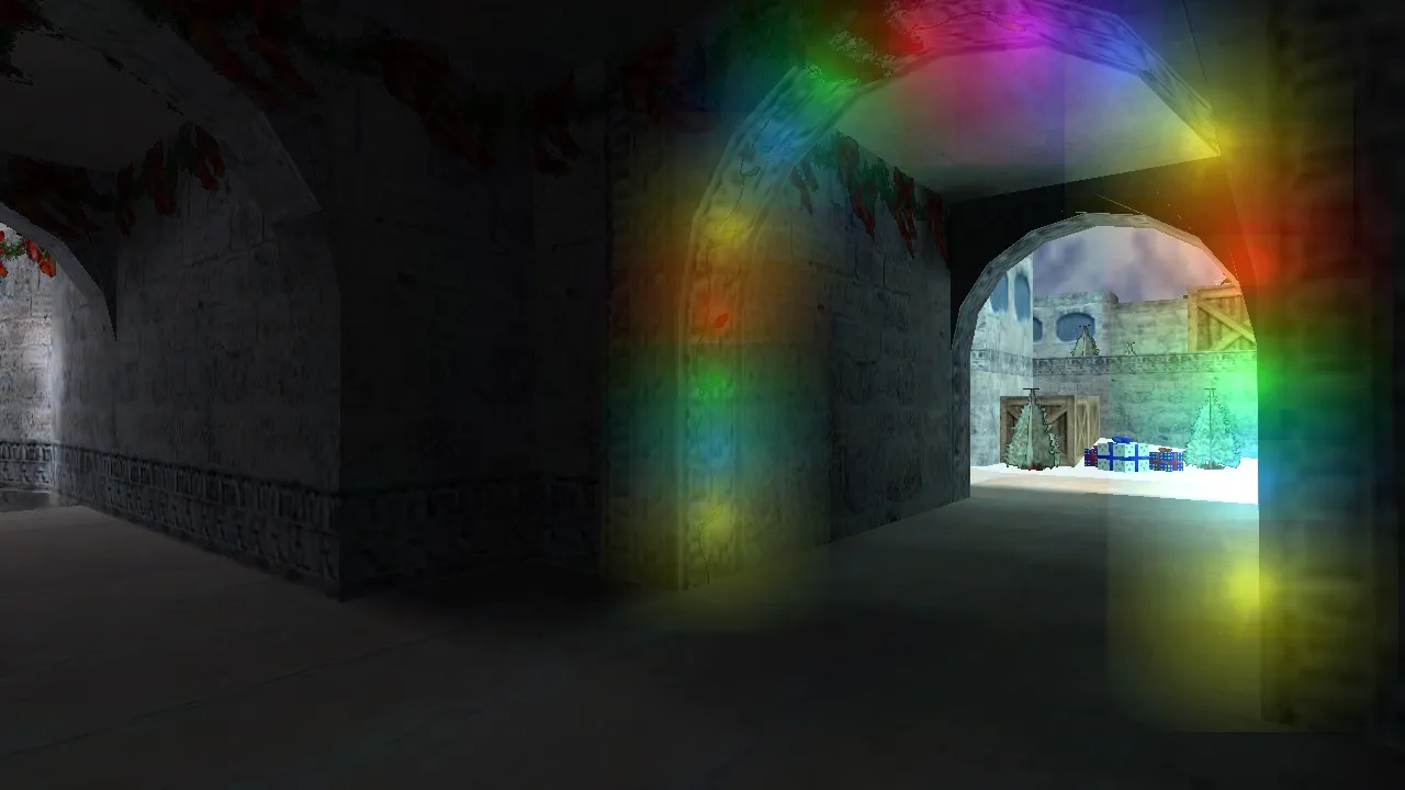 Скриншот  de_dust2_christmas карта для CS 1.6: баланс сторон, точки, .nav для ботов и оптимизация wpoly/epoly