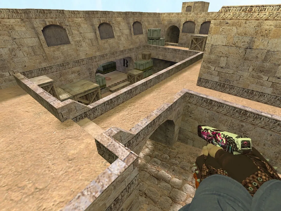 Скриншот  Карта de_dust_90 для CS 1.6: тактика, спавн, .nav, оптимизация и настройка сервера