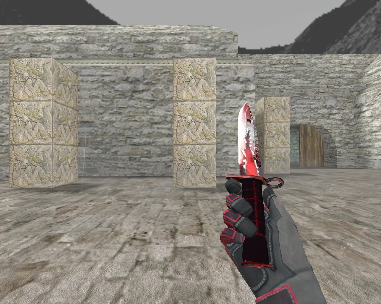 Скриншот Штык-нож M9 «Трещина» + «Перчатки спецназа | Кровавое кимоно» для CS 1.6: v_ и p_ модели, звук, анимации