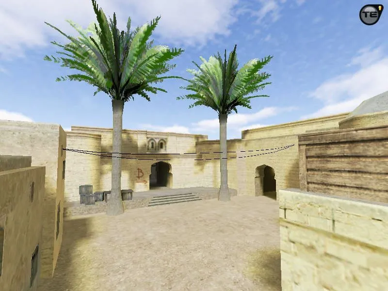 Скриншот css_dust2_source: DE карта для CS 1.6, точки, .nav для ботов, оптимизация wpoly/epoly и баланс сторон