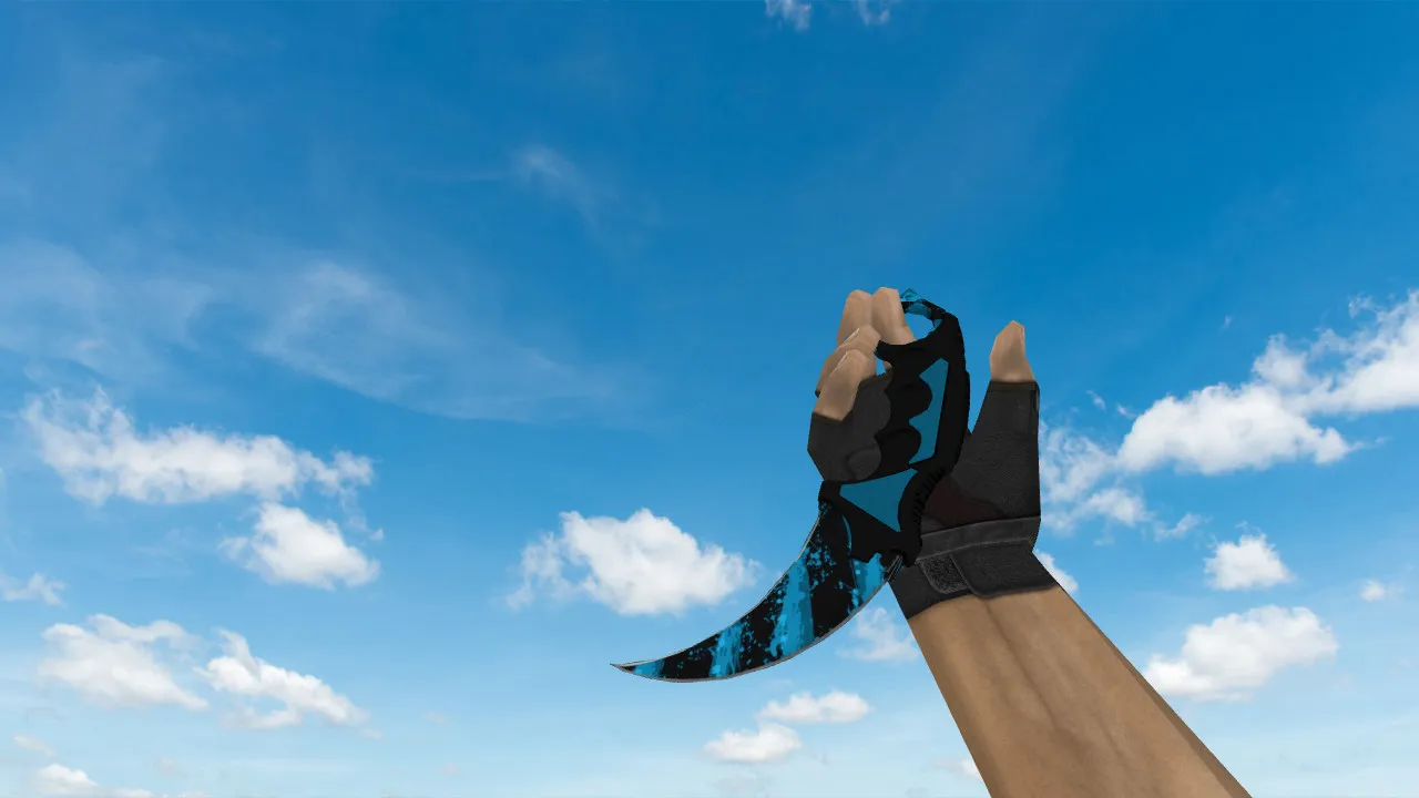 Скриншот Модель ножа керамбит «Синяя струя» для CS 1.6: v_ и p_ модели, звуки, анимация осмотра, текстуры