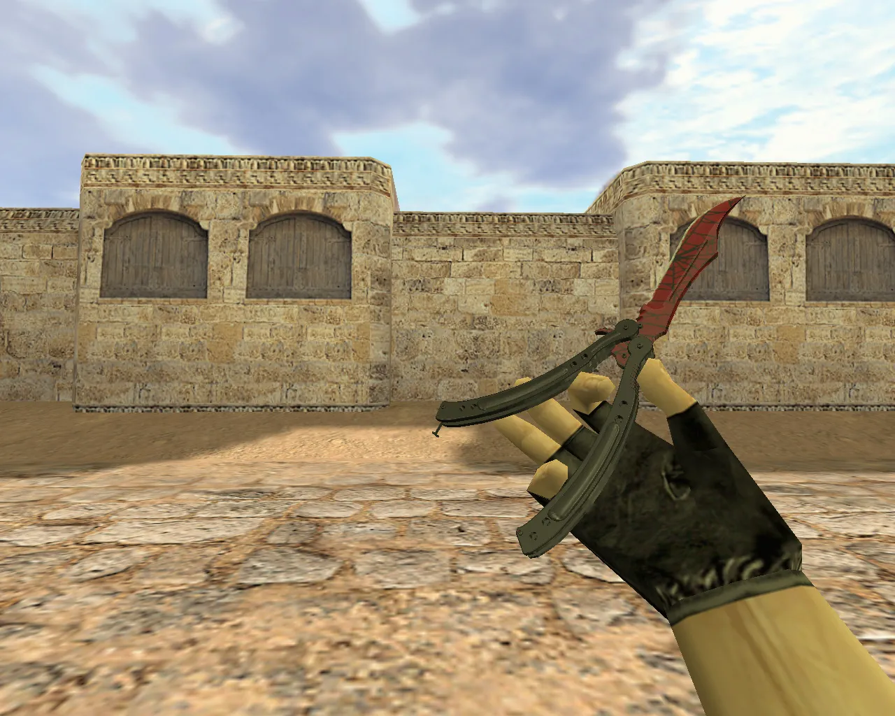 Скриншот Модель v_ нож-бабочка «Кровавая паутина» для CS 1.6: звуки, анимация осмотра, качество текстур