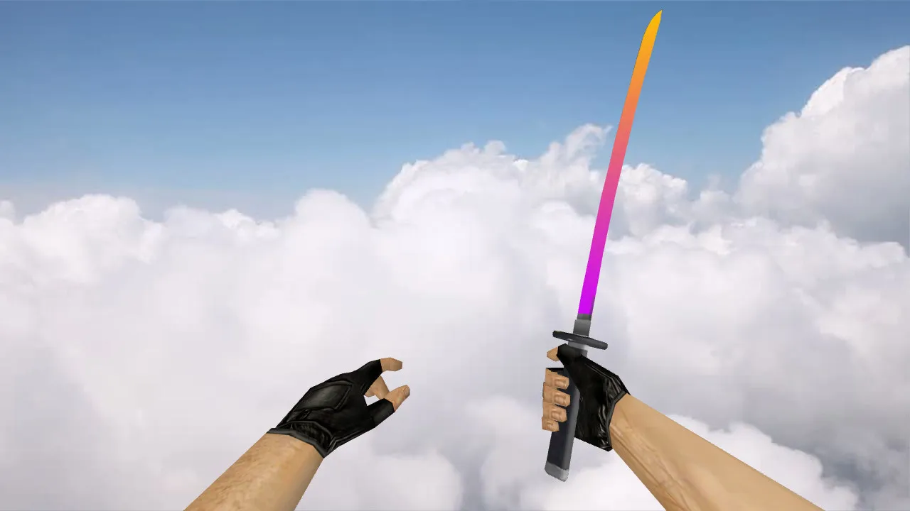 Скриншот Модель ножа Katana «Градиент» для CS 1.6: v_, p_, w_ модели, звуки, анимация осмотра