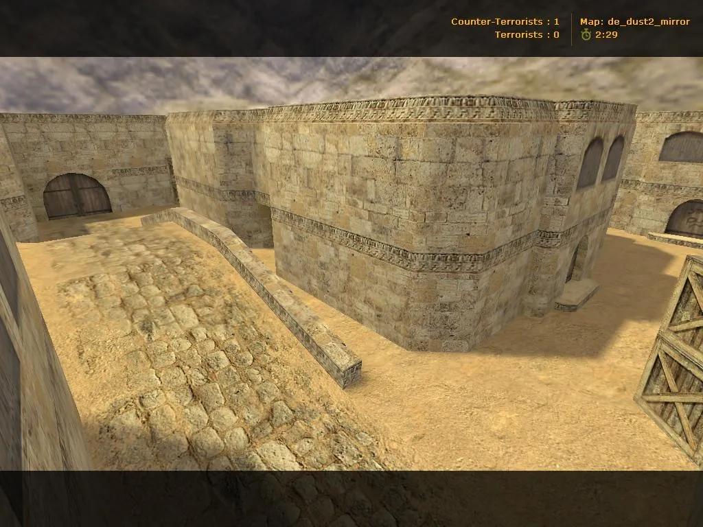 Скриншот  Карта de_dust2_mirror для CS 1.6: точки, раунды, .nav, оптимизация и баланс сторон