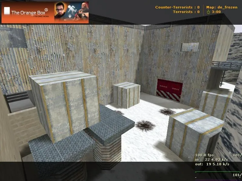 Скриншот  Карта de_frozen для CS 1.6: баланс сторон, тактика, точки, .nav для ботов и оптимизация wpoly/epoly