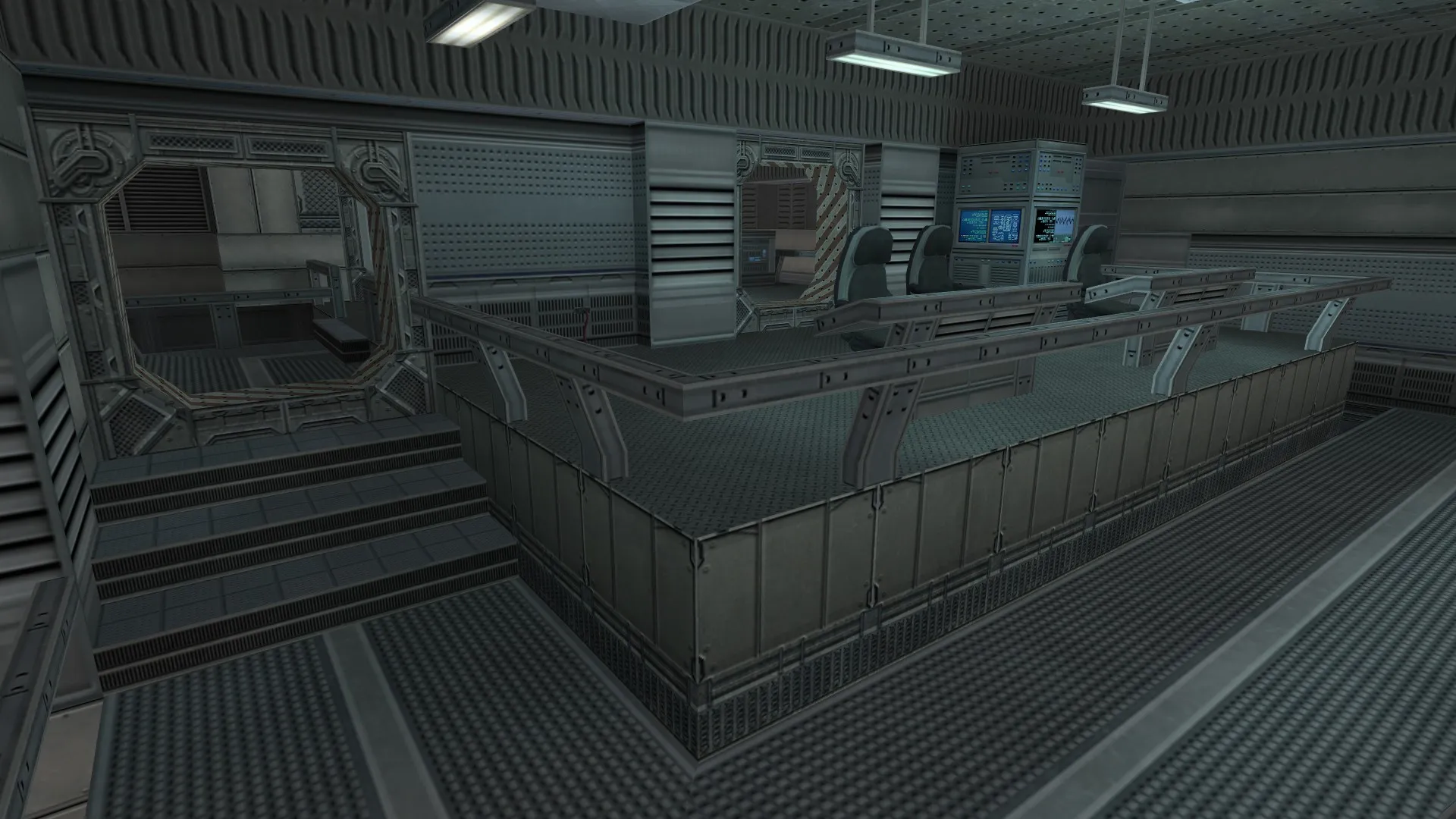 Скриншот  Карта de_downward для CS 1.6: точки, баланс сторон, .nav для ботов, оптимизация и настройка