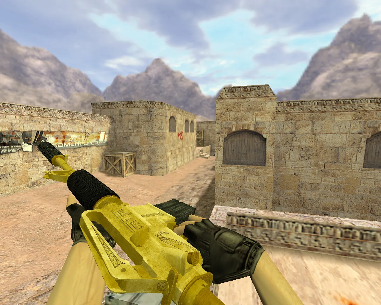 Скриншот Модель M4A1 «Золотой Василиск» v_m4a1 для CS 1.6: p_ и w_ модели, звук, анимация осмотра