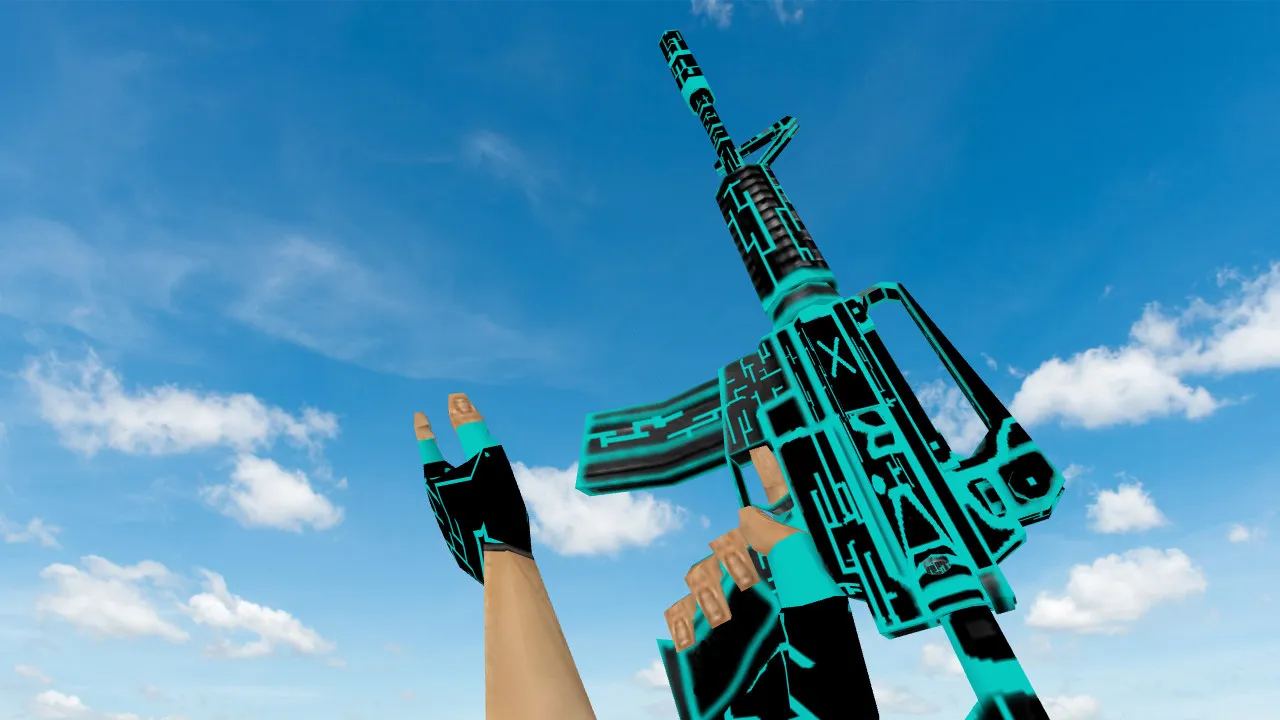 Скриншот Default M4A1 Neon Electro v_ модели для CS 1.6: звуки, анимация осмотра, качество текстур