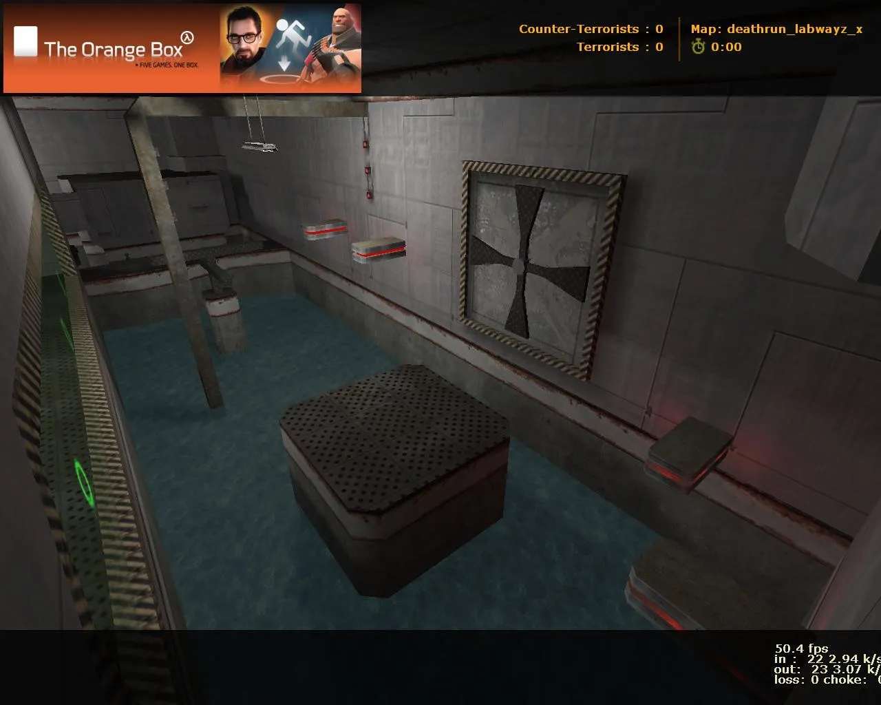 Скриншот  deathrun_labwayz_x для CS 1.6: карта Deathrun, точки за команду, .nav для ботов и оптимизация