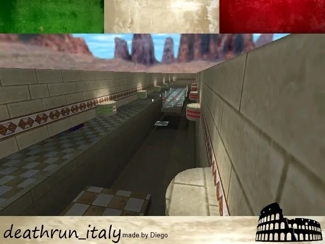 Скриншот  deathrun_italy для CS 1.6: тактика за CT и TR, точки, .nav для ботов, оптимизация карты