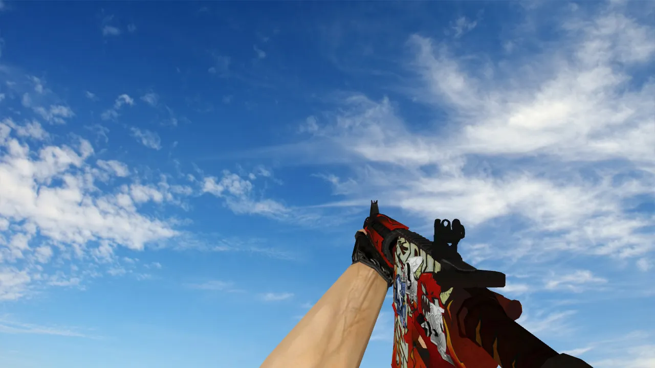 Скриншот Модель M4A4 «Адское пламя» стикеры v_ для CS 1.6: звуки, анимация осмотра и текстуры