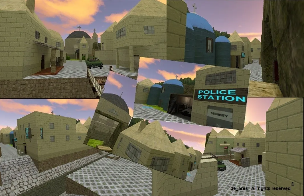 Скриншот Карта de_ares для CS 1.6: точки, маршруты, .nav для ботов, оптимизация wpoly/epoly