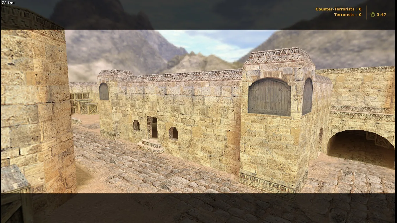 Скриншот  Карта de_dust2_2x2_long для CS 1.6: тактика long, точки, боты (.nav) и оптимизация wpoly/epoly