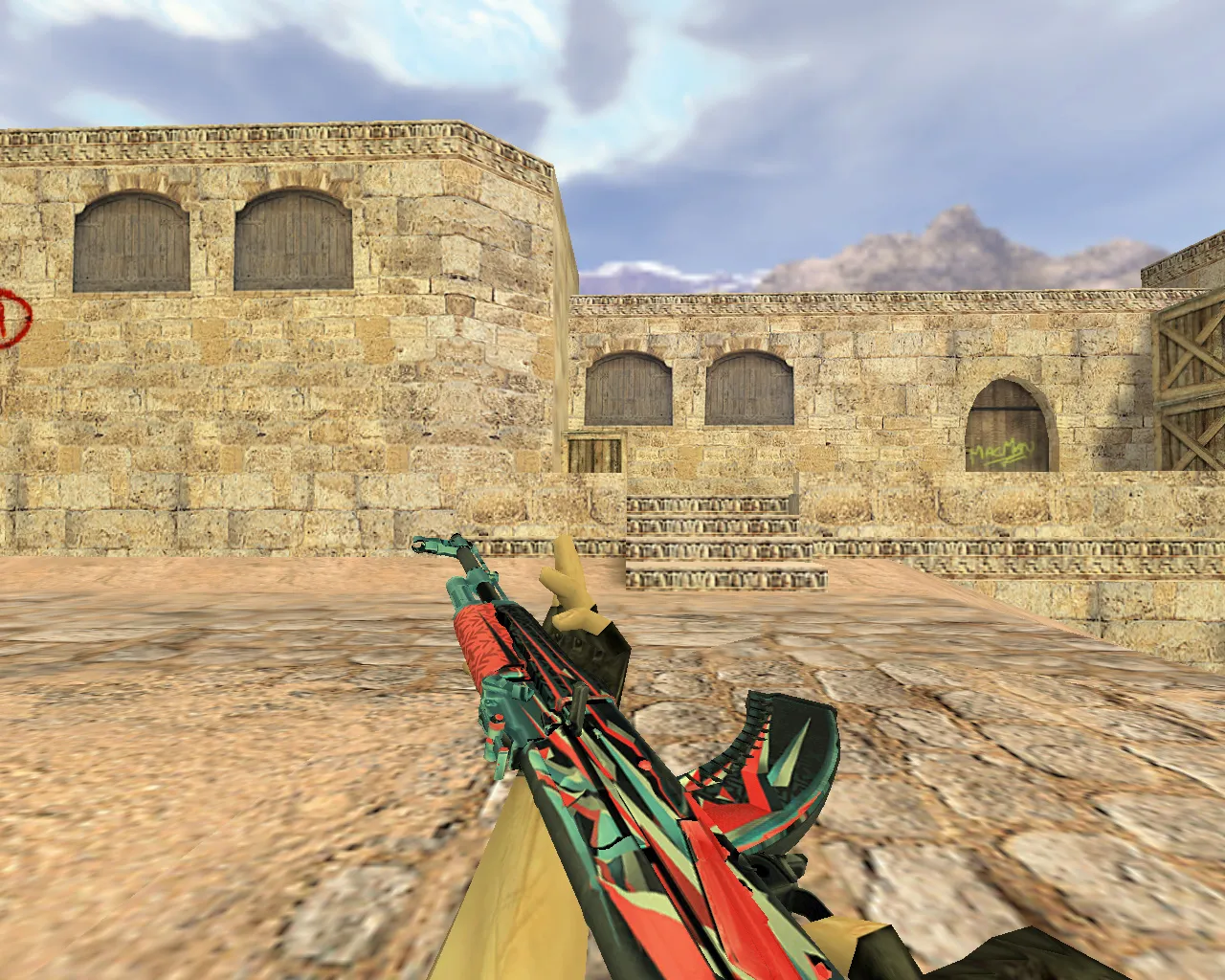 Скриншот Модель «АК-47 Буйство красок» v_ / p_ / w_ для CS 1.6: звуки, анимация осмотра, текстуры и точный вид