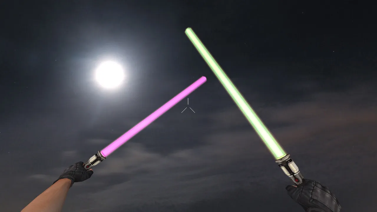 Скриншот Модель ножа Dual Lightsaber PG (v_knife, p_knife, w_knife) для CS 1.6: звуки, анимация осмотра, текстуры
