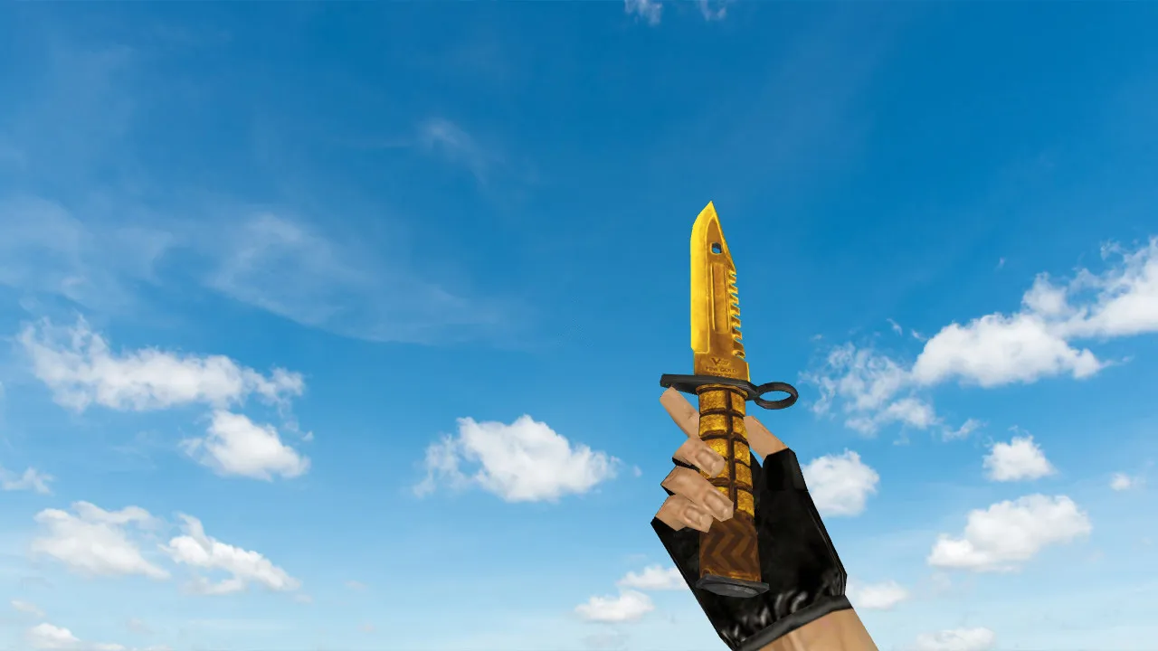 Скриншот Модель ножа M9 Bayonet Fine Gold v_ p_ w_ для CS 1.6: звуки, анимация осмотра, текстуры и настройка
