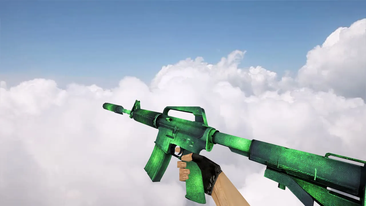 Скриншот Модель M4A1 «Зеленая гравировка» v_m4a1 для CS 1.6: p_m4a1, w_m4a1, звуки, анимация осмотра