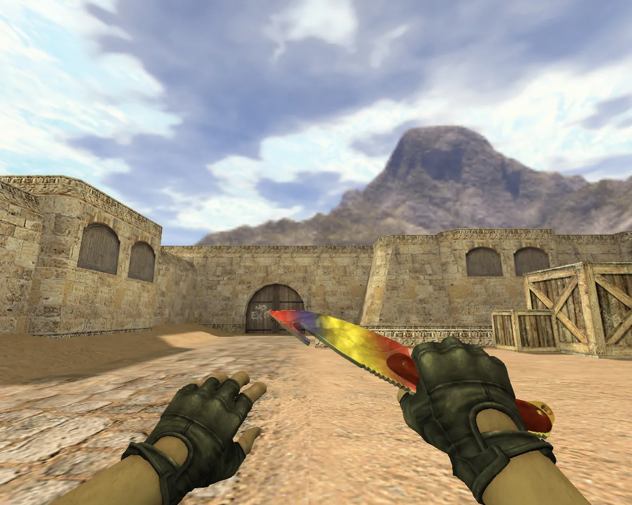 Скриншот Модель ножа v_ p_ w_ «Лезвие-крюк Мраморный градиент» для CS 1.6: звуки, анимация осмотра, текстуры