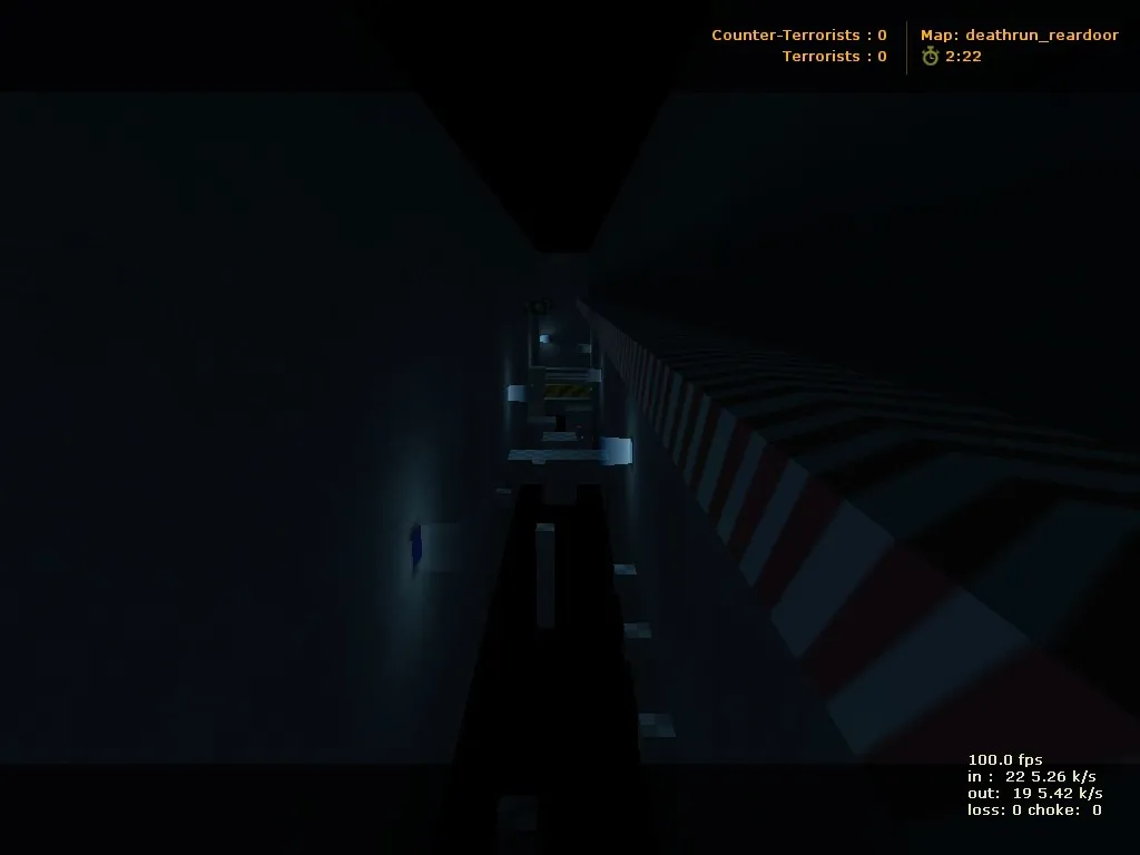 Скриншот  deathrun_reardoor для CS 1.6: рейдран с ловушками, точки для CT/T, .nav и оптимизация wpoly/epoly