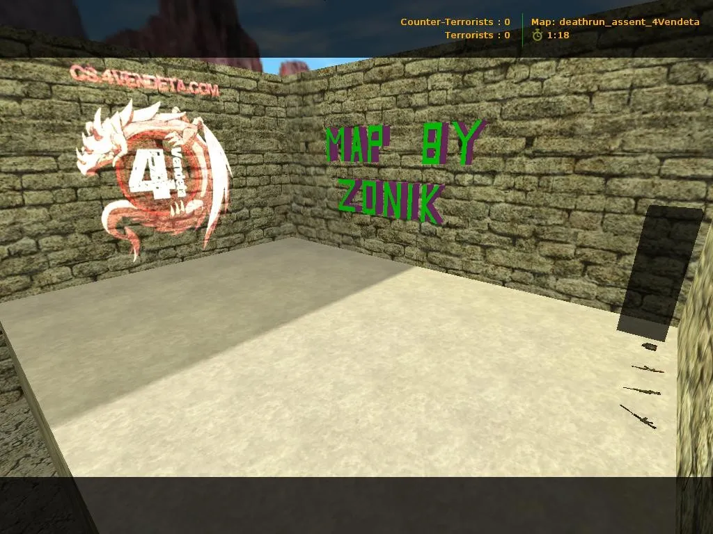 Скриншот  Карта deathrun_assent_4vendeta для CS 1.6: баланс сторон, точки, .nav и оптимизация