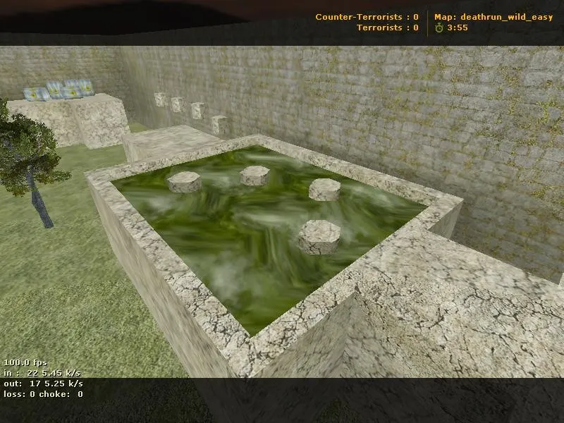 Скриншот  deathrun_wild_easy для CS 1.6: карта deathrun, баланс сторон, тактика за терр/CT и подсказки для игры