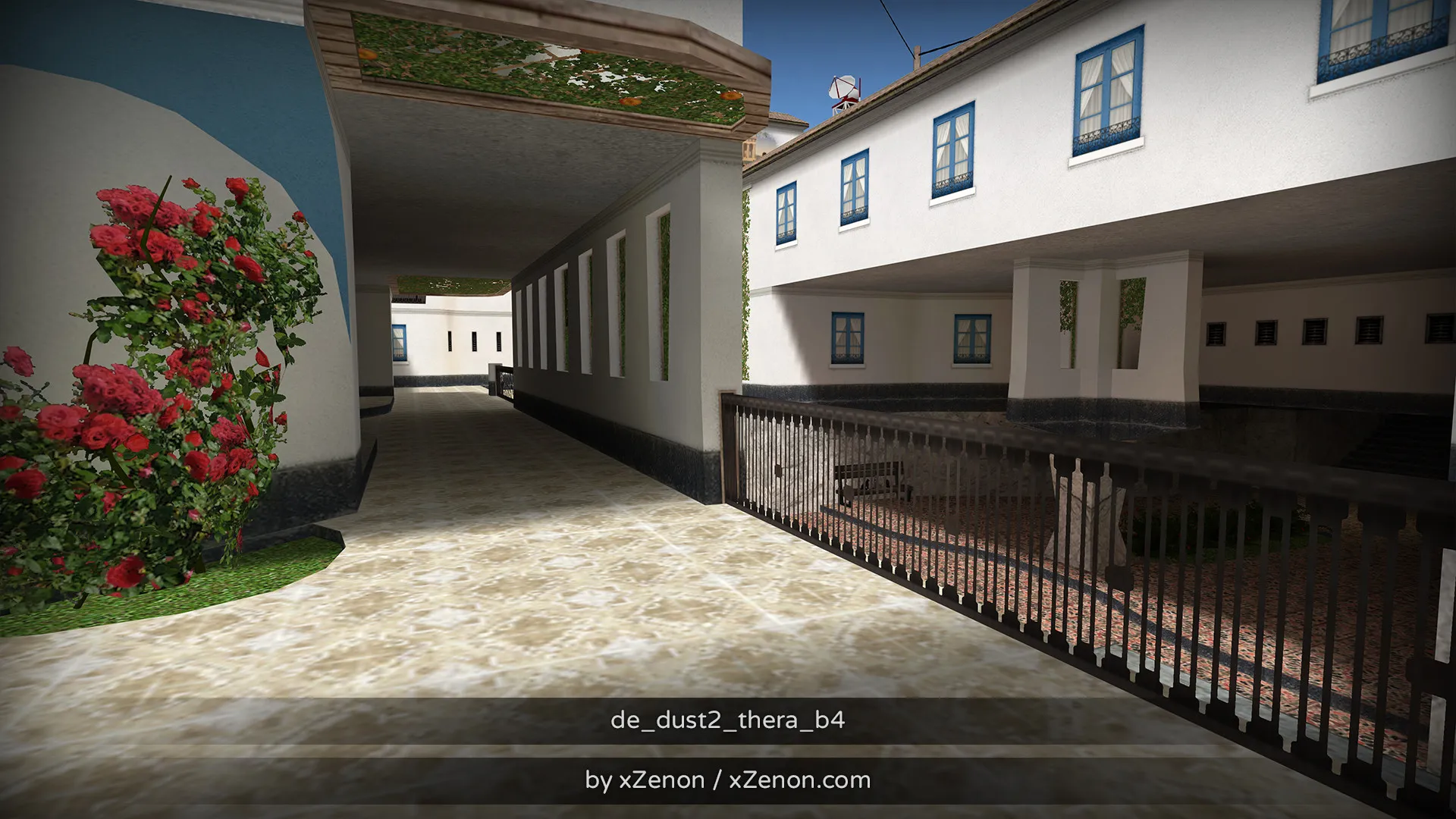 Скриншот Карта de_dust2_thera_b3 для CS 1.6: тактика за CT и T, точки, маршруты, боты (.nav), оптимизация