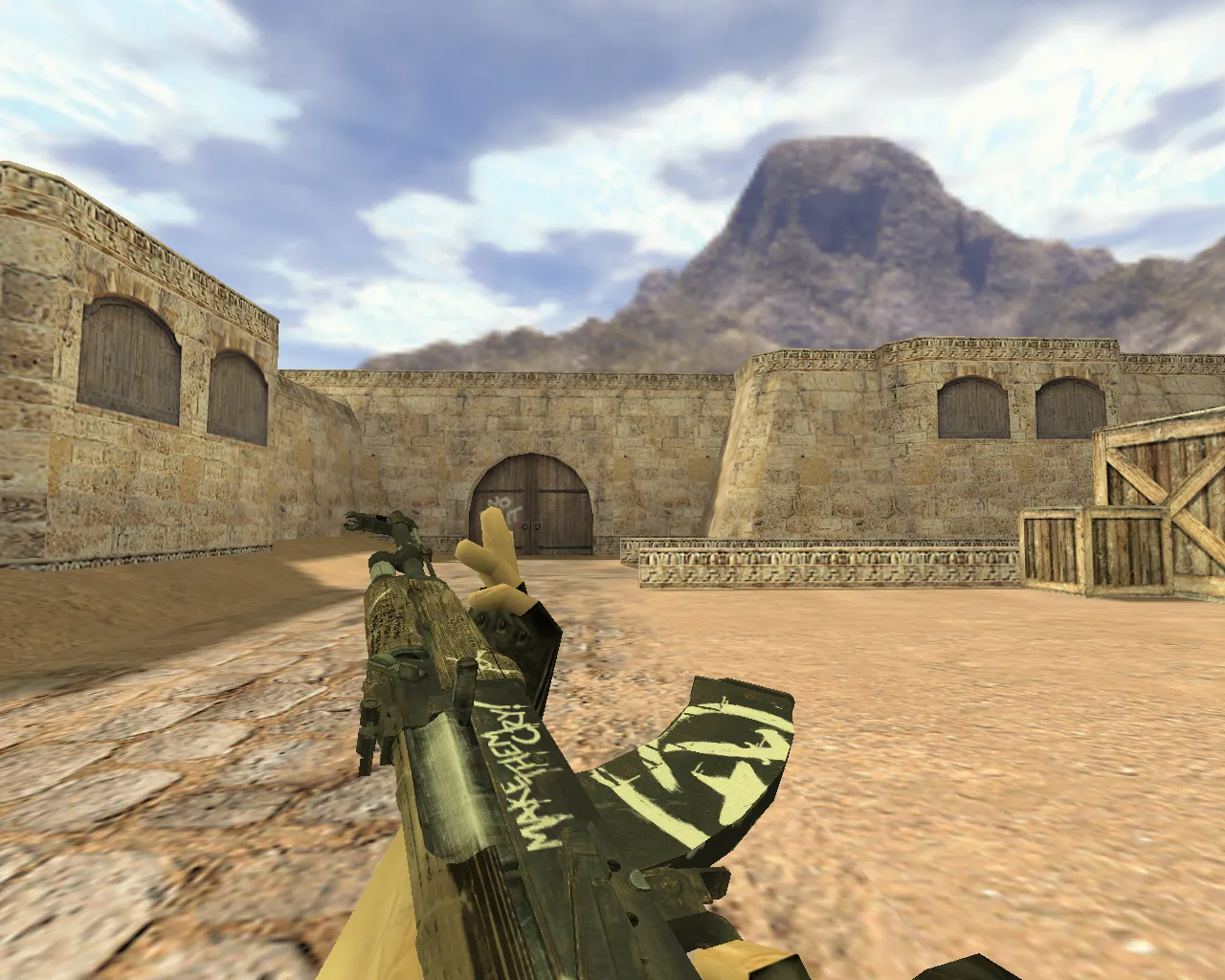 Скриншот v_ak47 «АК-47 Пустынный повстанец» модель оружия CS 1.6: звуки, осмотр, текстуры и точная анимация