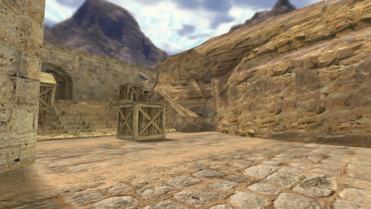 Скриншот Карта de_dust2_remake для CS 1.6: баланс сторон, точки под плент/раш, .nav для ботов и оптимизация