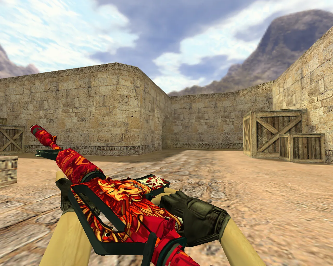 Скриншот Модель v_m4a1 «М4А1 Мумия льва» для CS 1.6: p_m4a1 и w_m4a1, звуки, анимация осмотра, текстуры