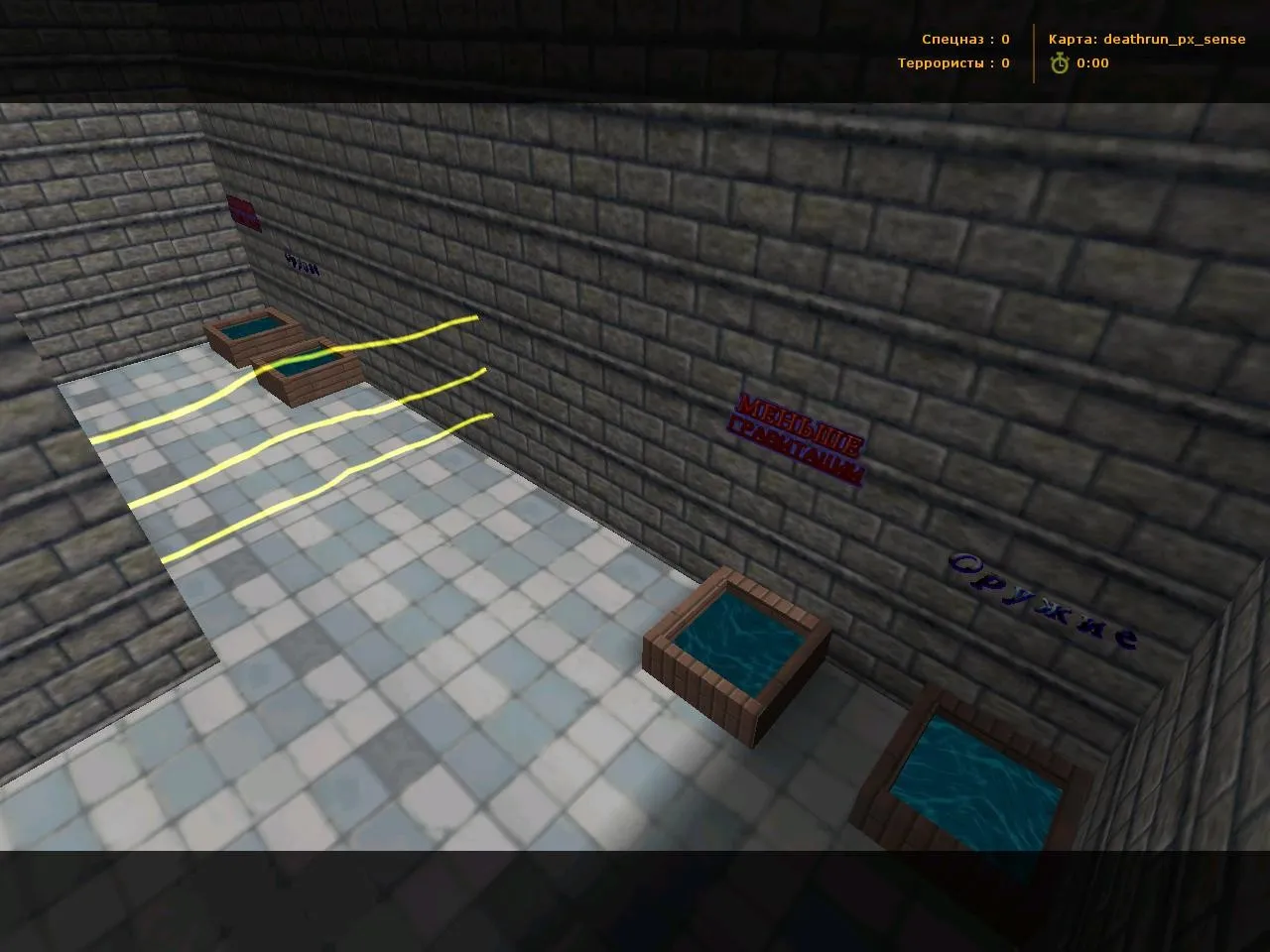 Скриншот  deathrun_px_sense для CS 1.6 — карта deathrun, точки, раунды и настройка под ботов