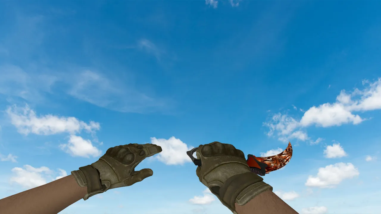 Скриншот v_karambit_autumn_explosion, p_ и w_ модель ножа «Karambit Autumn Explosion» для CS 1.6 с анимацией осмотра и звуками