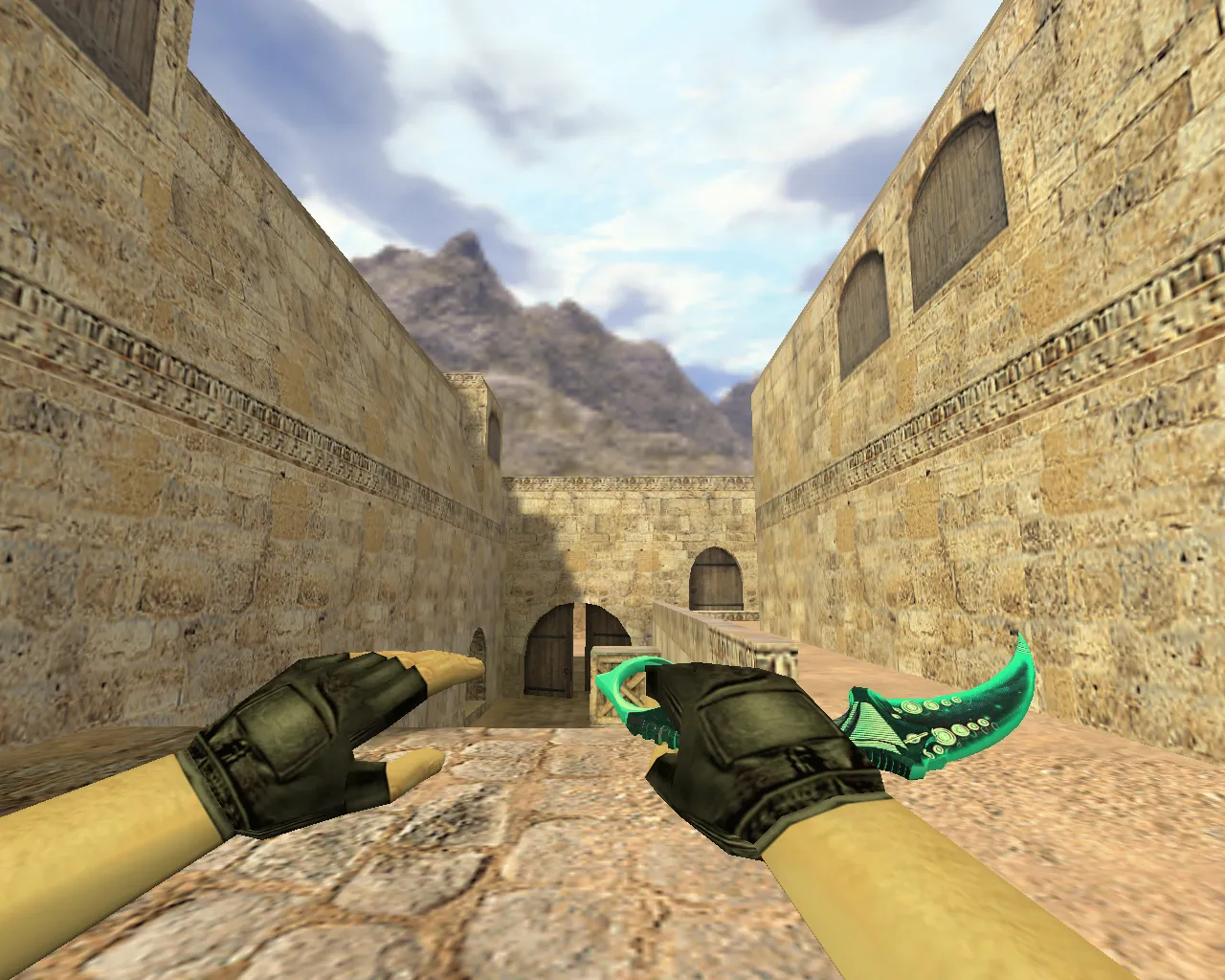 Скриншот v_knife_kerambit_blue мечтатель: модель керамбита для CS 1.6 с анимацией осмотра и звуками