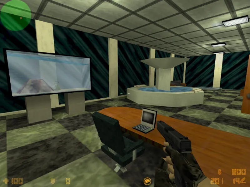 Скриншот  de_bank2 для CS 1.6: тактика, баланс сторон, .nav для ботов и оптимизация под стабильный FPS