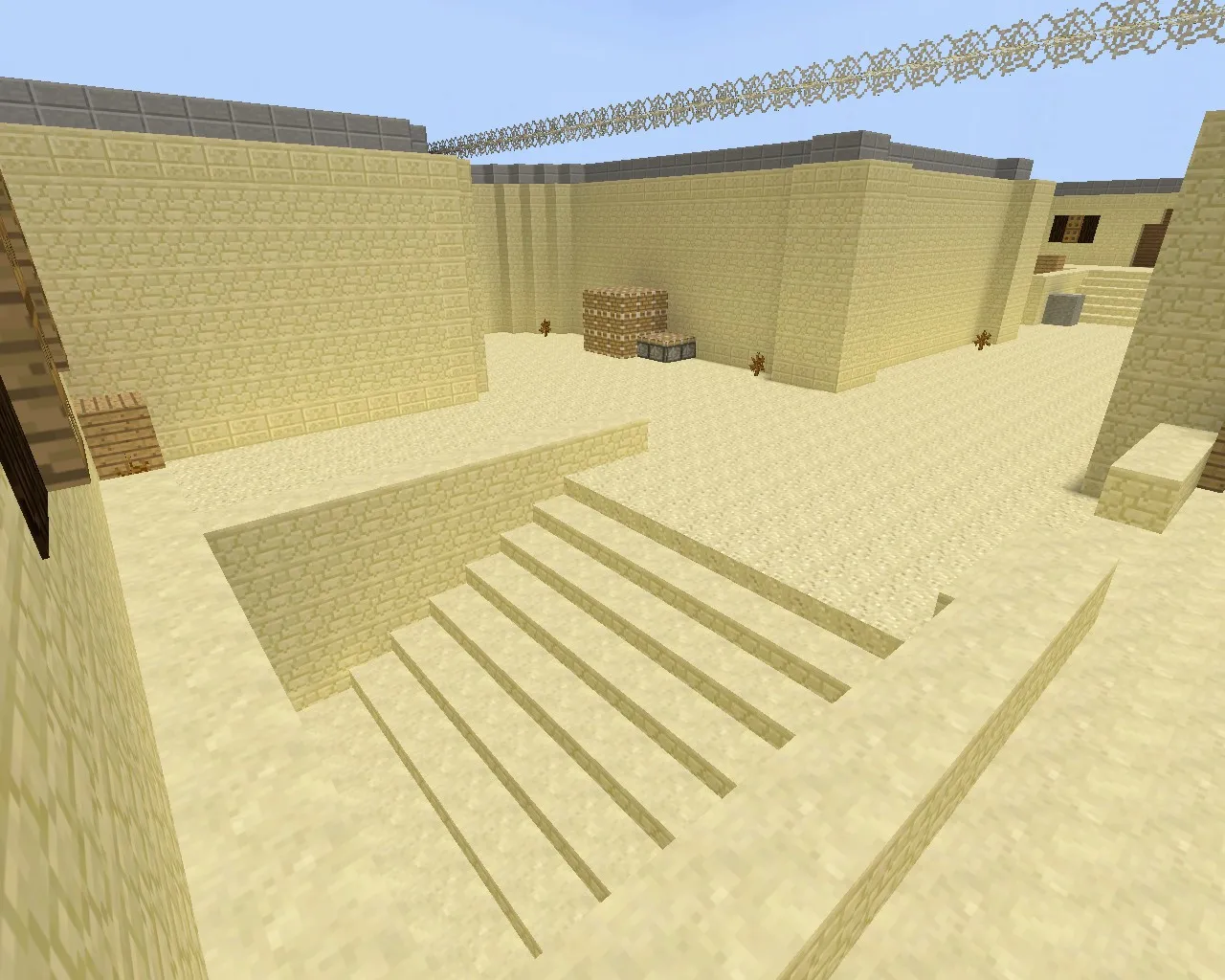 Скриншот  Карта de_dust2_minecraft для CS 1.6: классический Dust2, текстуры в стиле Minecraft, точки, боты, оптимизация