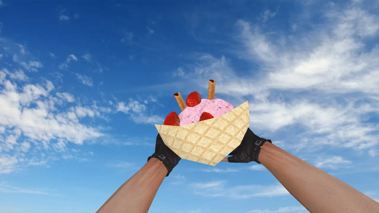 Скриншот Модель «Ice Cream Grenade» v_ для CS 1.6: звуки, анимация осмотра, качество текстур и точная подача гранаты
