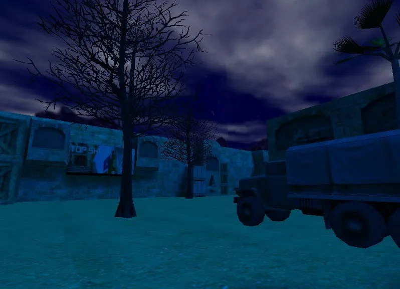 Скриншот de_dust_night_topshot для CS 1.6: ночная карта, точки под клатчи, баланс сторон и .nav для ботов