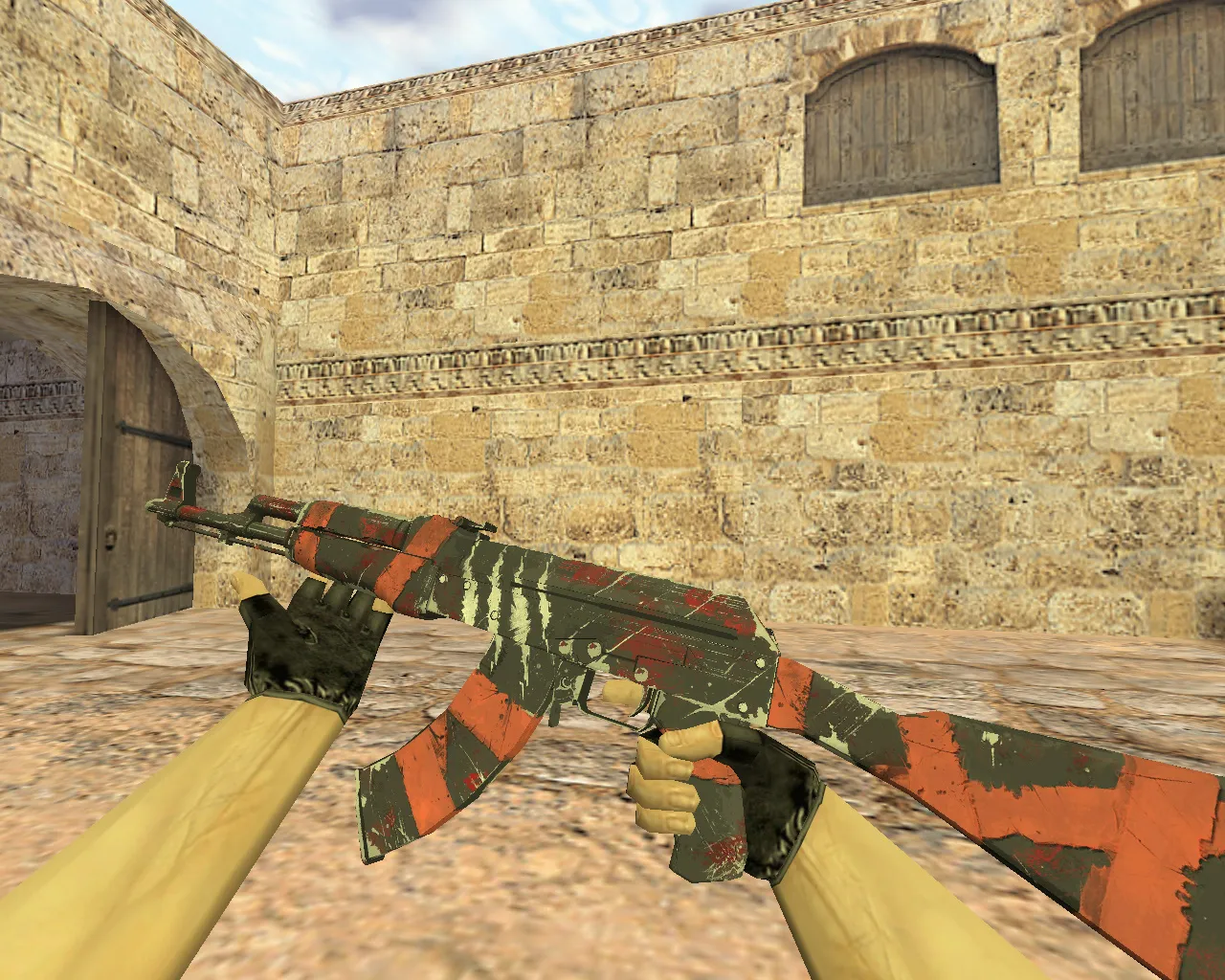 Скриншот Модель v_ p_ w_ «АК-47 Выживший» для CS 1.6: звуки, анимация осмотра, текстуры и качество