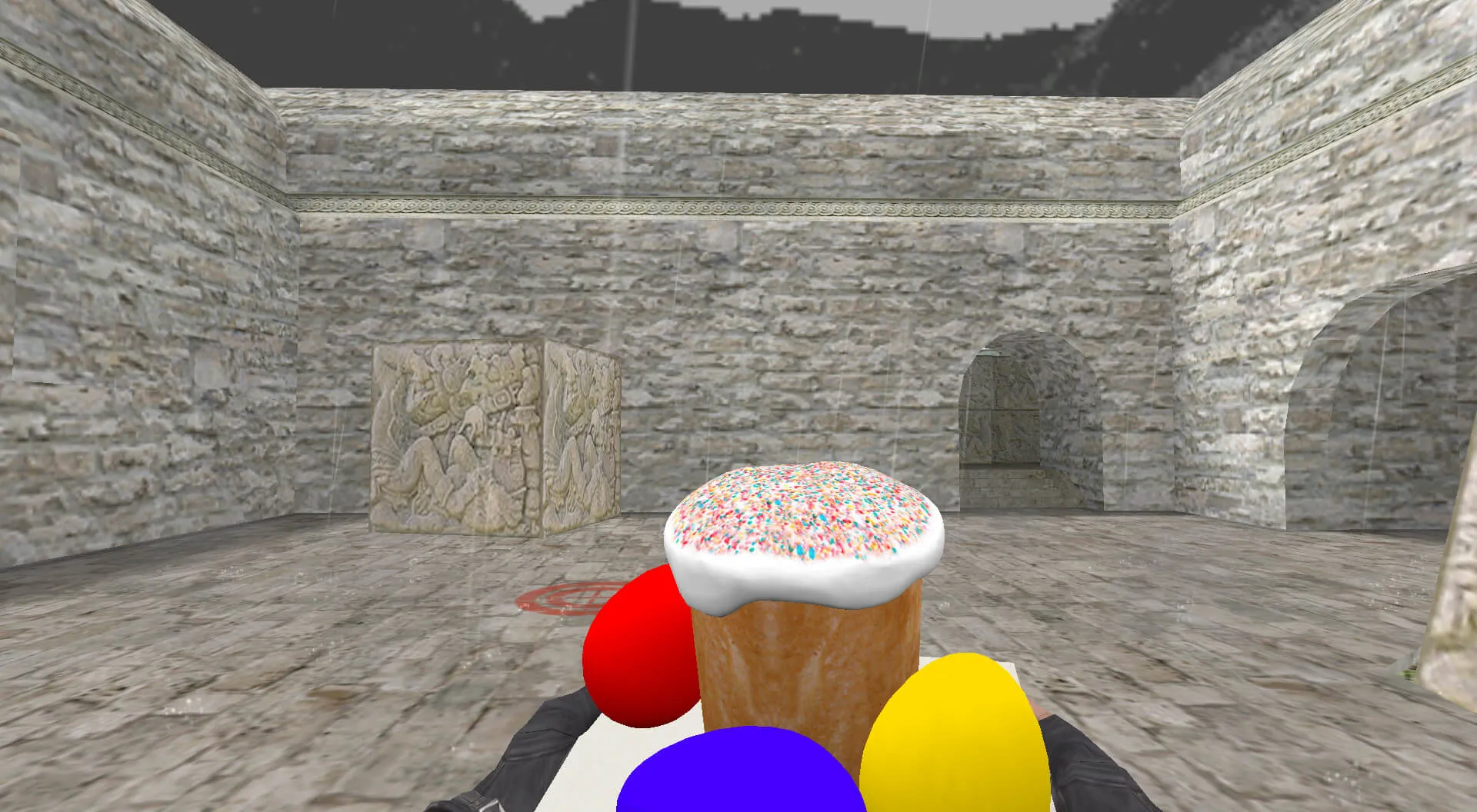 Скриншот Модель v_grenade «Граната Пасхальные лакомства» для CS 1.6: звуки, осмотр, текстуры и настройка без риска