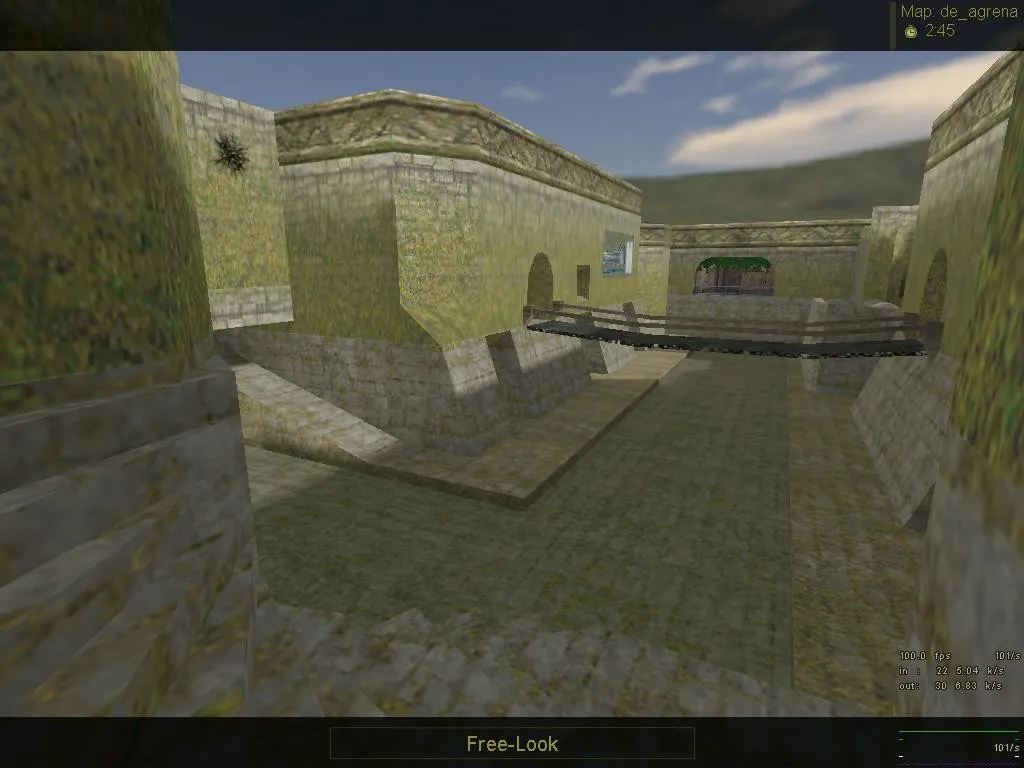 Скриншот  Карта de_agrena для CS 1.6: баланс сторон, точки, .nav для ботов, оптимизация wpoly/epoly