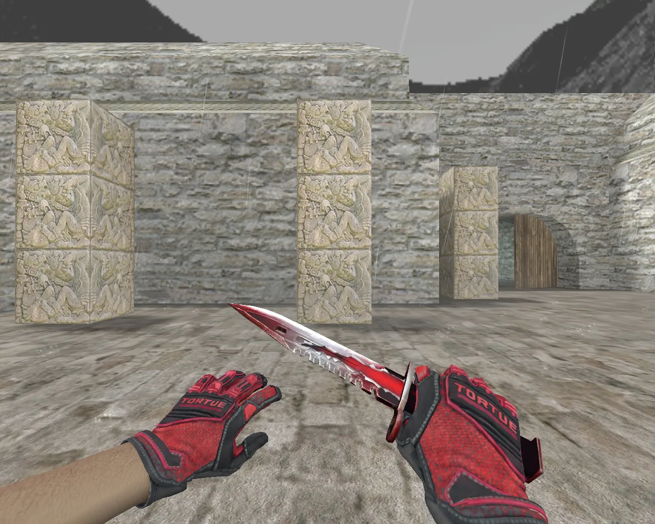 Скриншот Штык-нож M9 «Трещина» + «Перчатки спецназа | Кровавое кимоно» для CS 1.6: v_ и p_ модели, звук, анимации